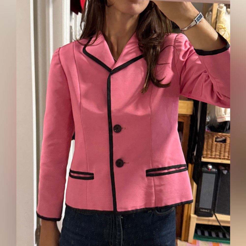 Pink Women's Jacket with Black Trim